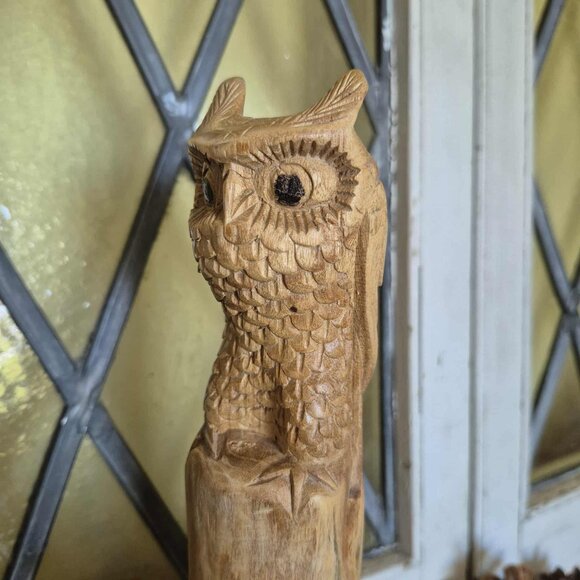 Vintage Owl Wood Sculpture - Unique Folk Art Peice! - Picture 9 of 11